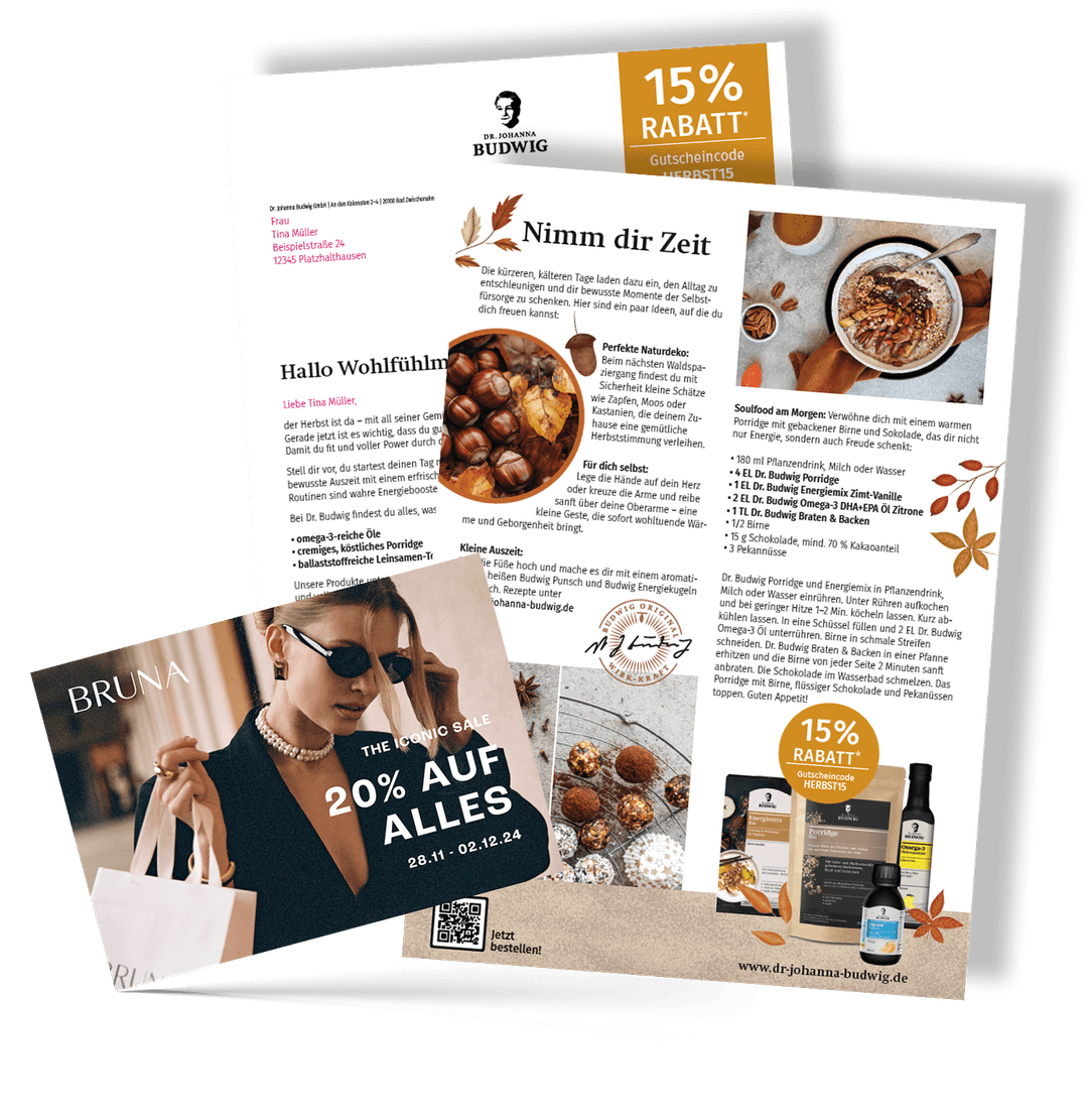 Print Mailing Postkarten und Flyer Beispiele von Mailody