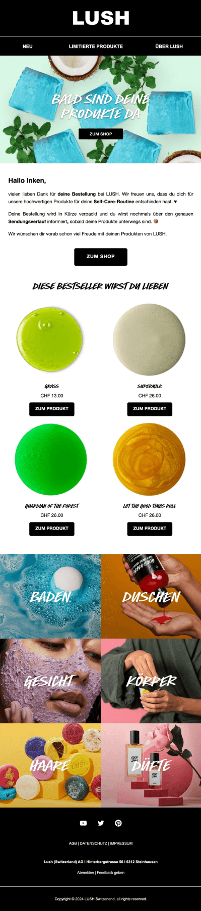 LUSH — Deine LUSH Bestellung ist unterwegs 📦