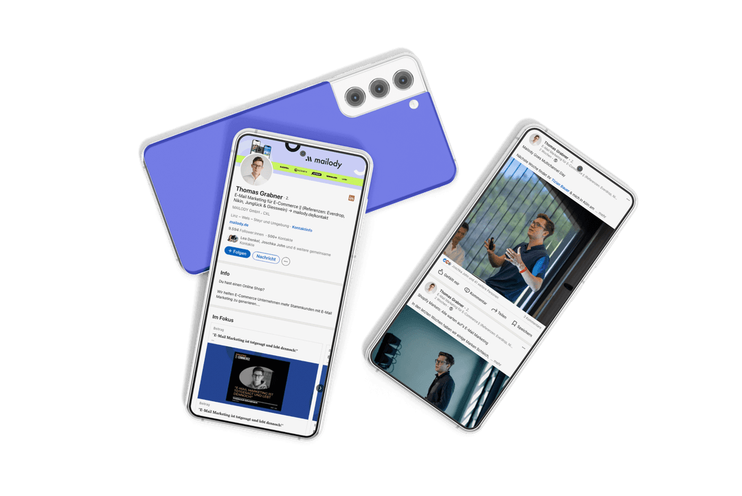 Mailody LinkedIn Profil auf Smartphones