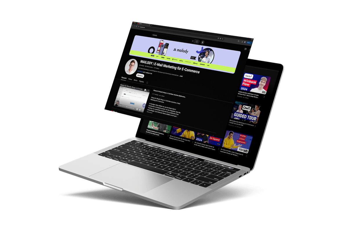 Mailody YouTube Kanal auf Laptop