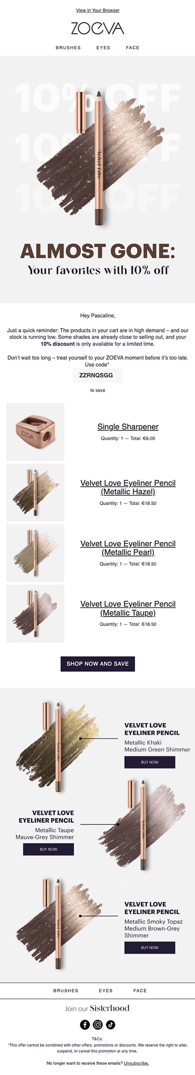 Zoeva — Last chance: 10% off your favorites ends soon