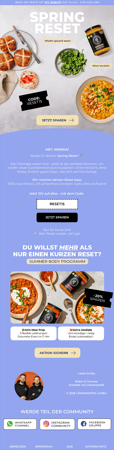 Löwenanteil — 15% Rabatt für deinen Spring Reset 🌷