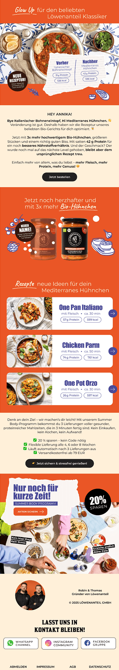 Löwenanteil — Jetzt: Mediterranes Hühnchen mit 3x mehr Fleisch