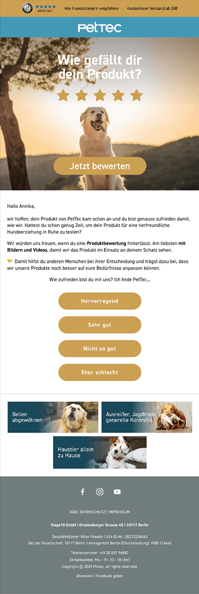 PetTec — In einer Woche hat dein Hund Geburtstag, Annika!