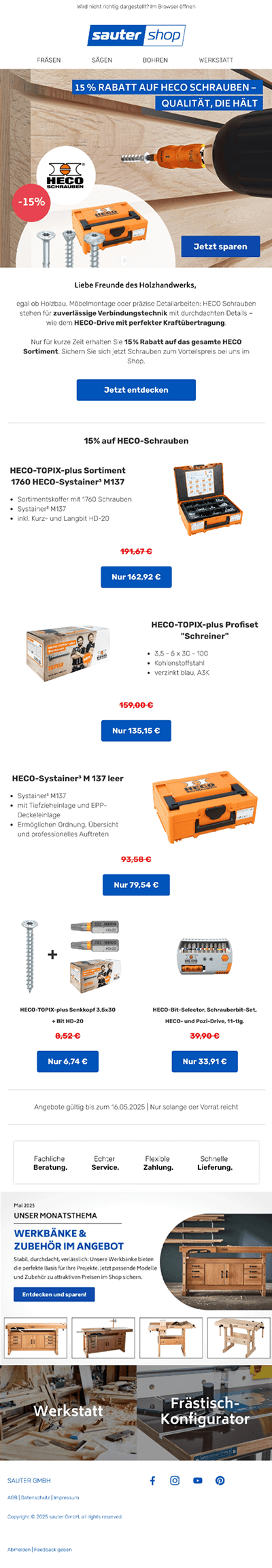 Sautershop — Stark im Schrauben – Jetzt 15 % auf HECO