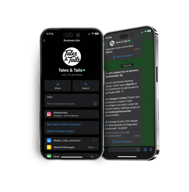 WhatsApp Marketing Kampagnen-Beispiele auf Smartphone Mockups